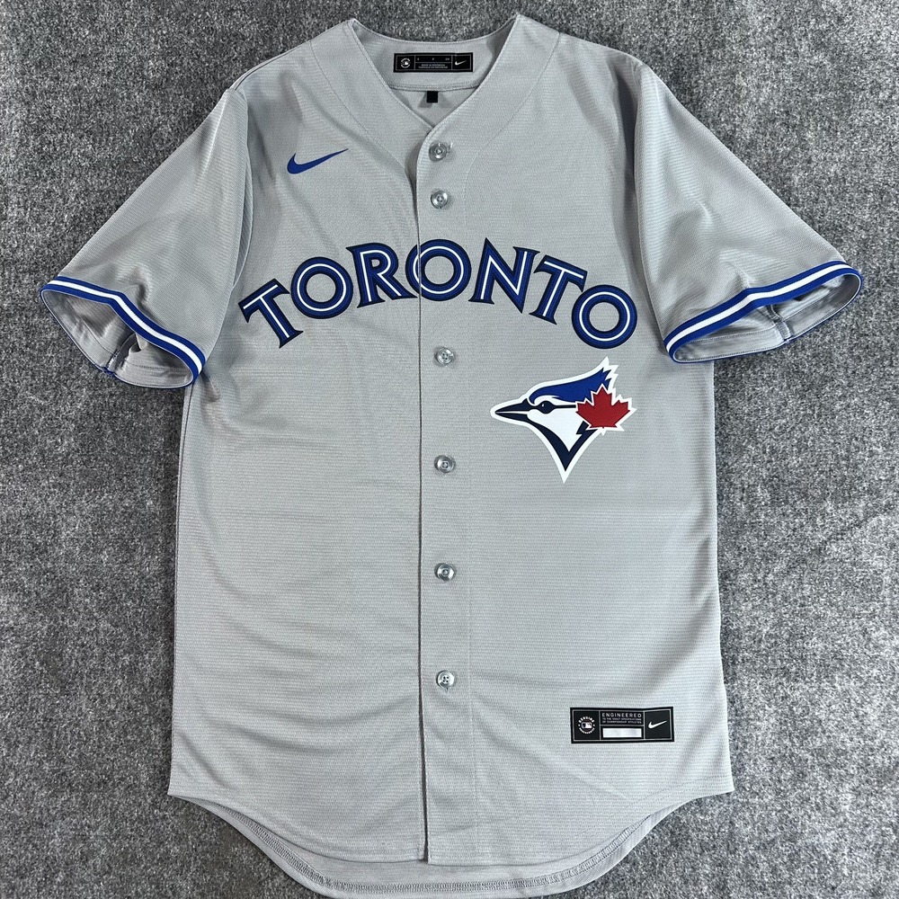 Toronto Blue Jays Nike Baseball Jersey Mens Small Dri Fit Stitched Gray NWOT - Picture 1 of 8
